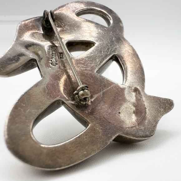 Mikal-Jon Bayanihan Sterling Silver Brooch Vtg Modernist Biomorphic Knot Signed - Picture 6 of 13